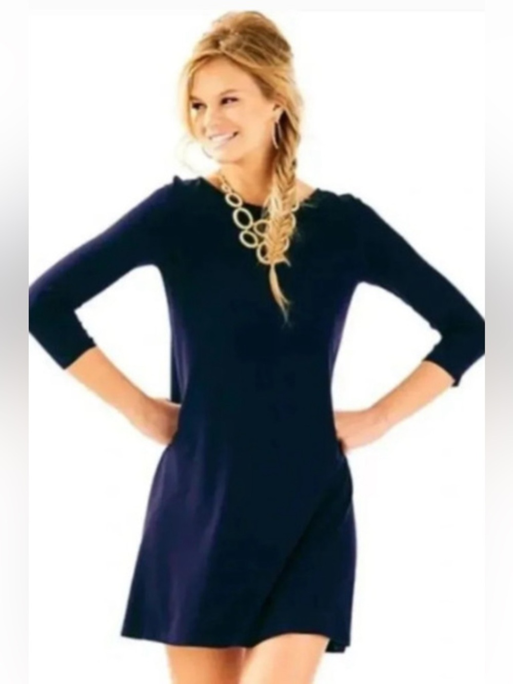 Lilly Pulitzer Navy Blue Ophelia Shift Dress With Ladder Back Women’s Size S